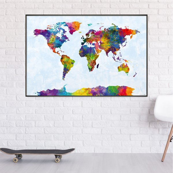 Watercolor World Map Poster