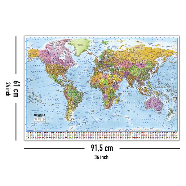 Weltkarte Poster Flaggen