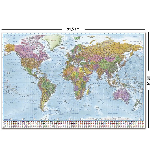 Weltkarte Poster Flaggen
