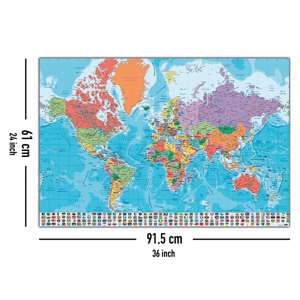 Weltkarte Poster mit Flaggen