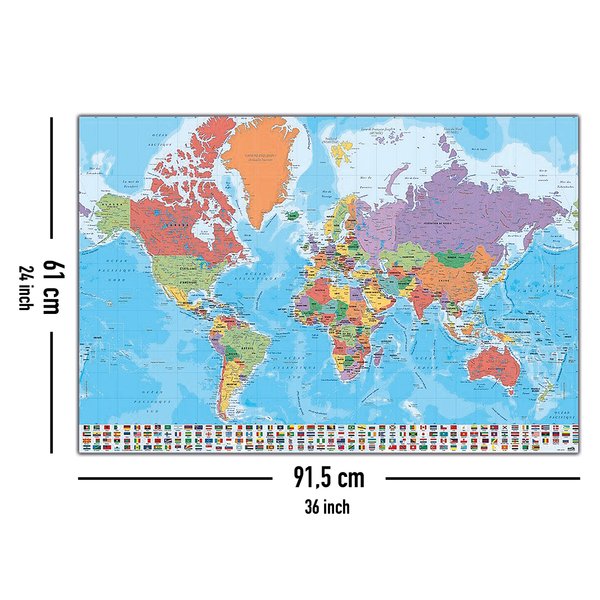 Weltkarte Poster mit Flaggen